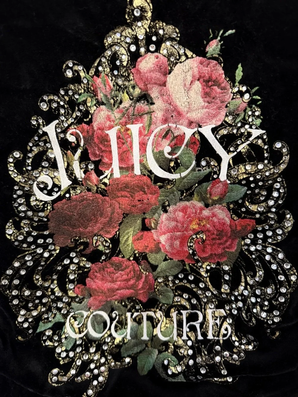 Juicy Couture Black Velour Track Jacket & Joggers Set with Gold Hardware - Picture 4 of 7